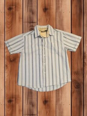 ​VTG B.U.M. Equipment Marine Striped Short Sleeve Button Up Shirt Boys Medium